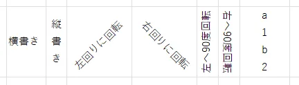 文字方向の設定例