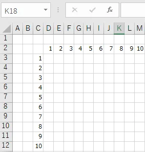 ROW関数とCOLUMN関数の使用例