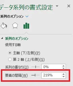 要素の間隔を0%に変更