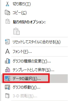 折れ線グラフの右クリックニューより
