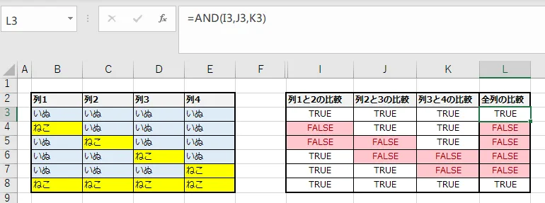 比較式を分割する例