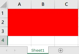 セルA1~C3に背景色赤を設定した結果のキャプチャ