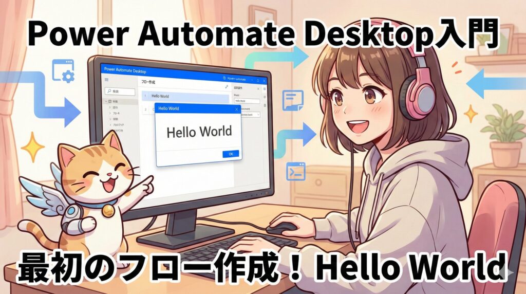 Power Automate Desktop入門:最初のフロー作成「Hello World」解説のアイキャッチ画像