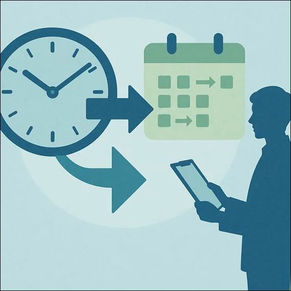 AI活用による業務時間短縮と効率化の効果を示すイラスト